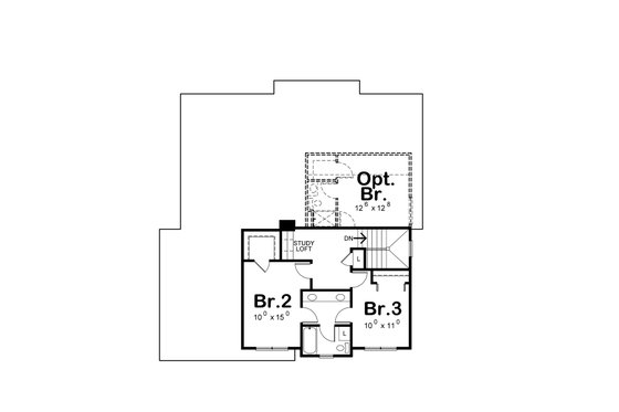Floor Plan - Upper Floor for Craftsman House Plan #20-2420 - 3 bed, 2.5 bath