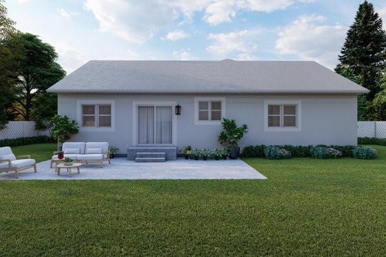 Exterior - Rear Elevation 1 for Ranch House Plan #1060-192 - 3 bed, 2 bath