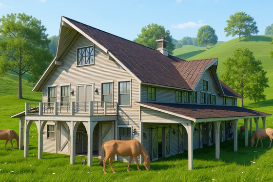 Exterior - Front Elevation for Barndominium House Plan #921-31 - 3 bed, 2.5 bath