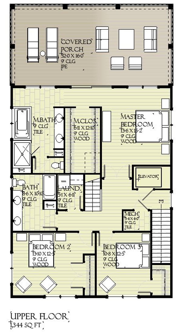 Beach Floor Plan - Upper Floor Plan #901-160