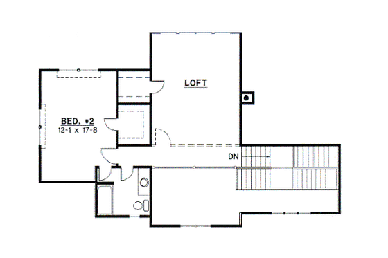 Floor Plan - Upper Floor for European House Plan #67-232 - 2 bed, 3 bath