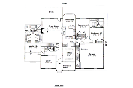 Floor Plan - Main Floor for Traditional House Plan #312-623 - 3 bed, 2.5 bath