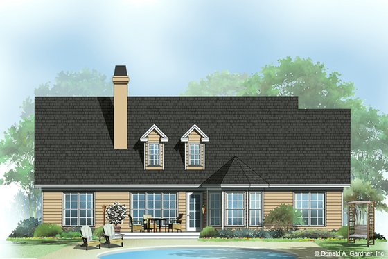 Exterior - Rear Elevation for Ranch House Plan #929-352 - 3 bed, 2 bath