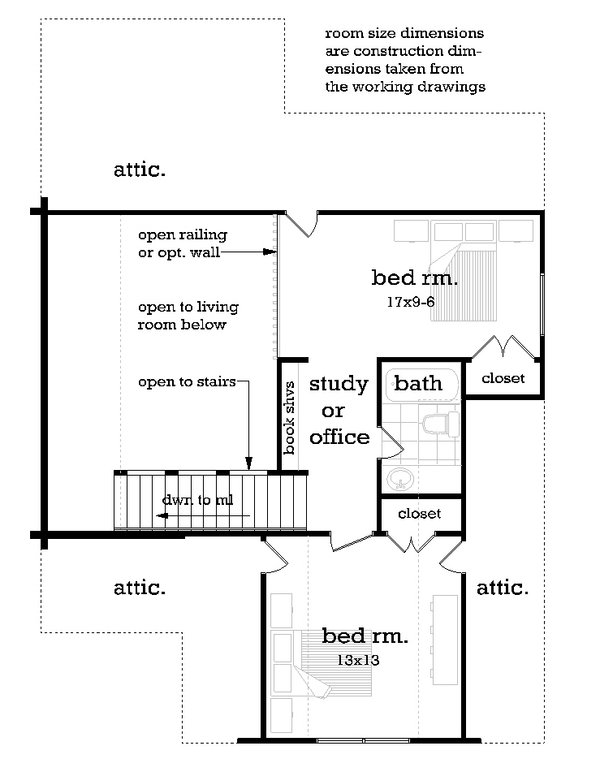 Architectural House Design - Log Floor Plan - Upper Floor Plan #45-602