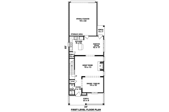 Floor Plan - Main Floor for Colonial House Plan #81-1371 - 4 bed, 2.5 bath
