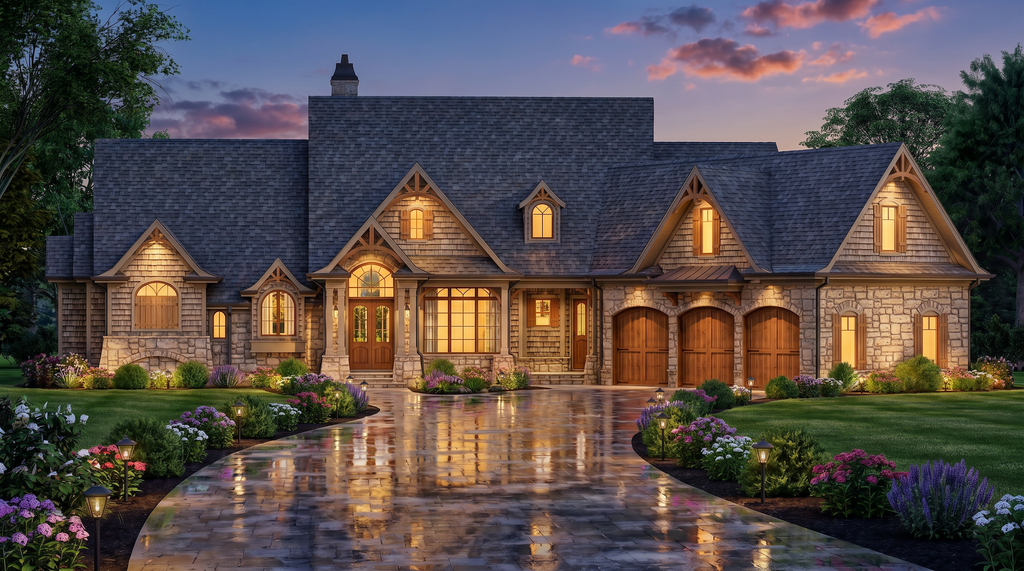 Exterior - Front Elevation 2 for Country House Plan #54-714 - 5 bed, 5 bath