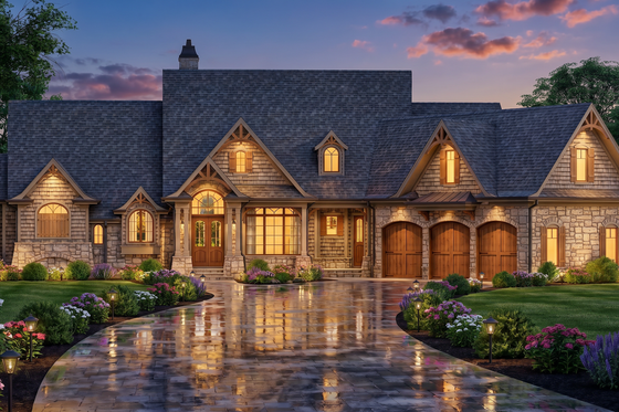Exterior - Front Elevation for Country House Plan #54-714 - 5 bed, 5 bath