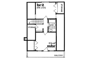 Floor Plan - Upper Floor for Cabin House Plan #47-111 - 3 bed, 2 bath