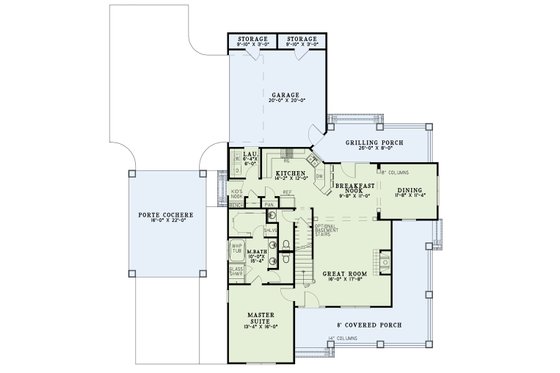 Floor Plan - Main Floor for Classical House Plan #17-2855 - 5 bed, 3.5 bath