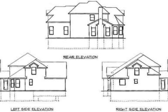Exterior - Rear Elevation for European House Plan #67-233 - 4 bed, 4 bath