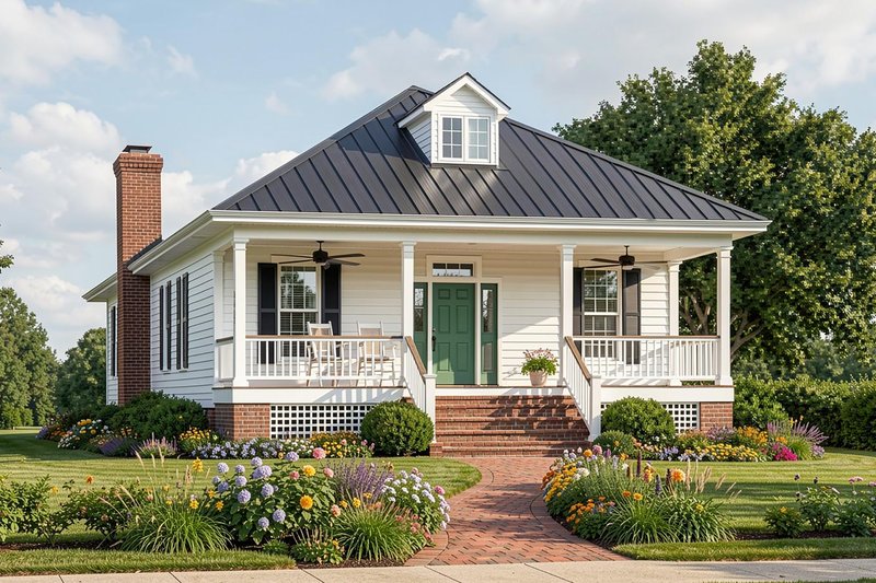 Architectural House Design - Exterior - Front Elevation 2 for Country House Plan #137-370 - 3 bed, 2 bath