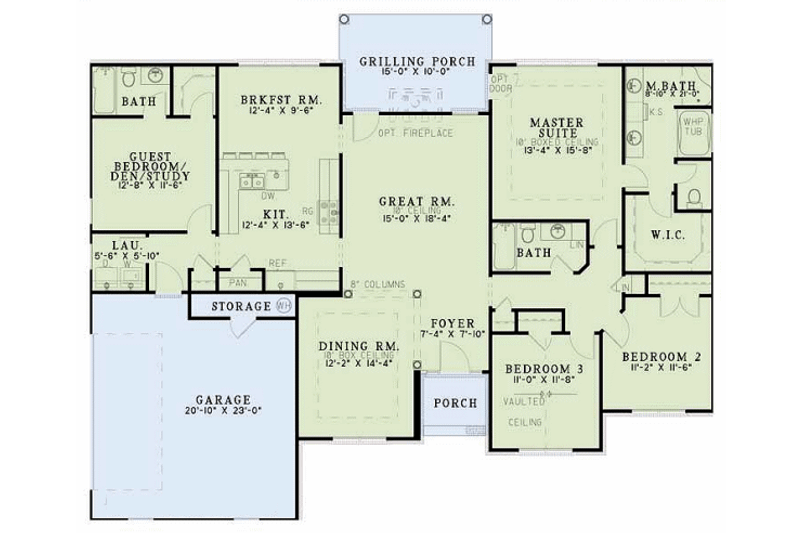 Dream House Plan - Floor Plan - Main Floor for European House Plan #17-1111 - 4 bed, 3 bath