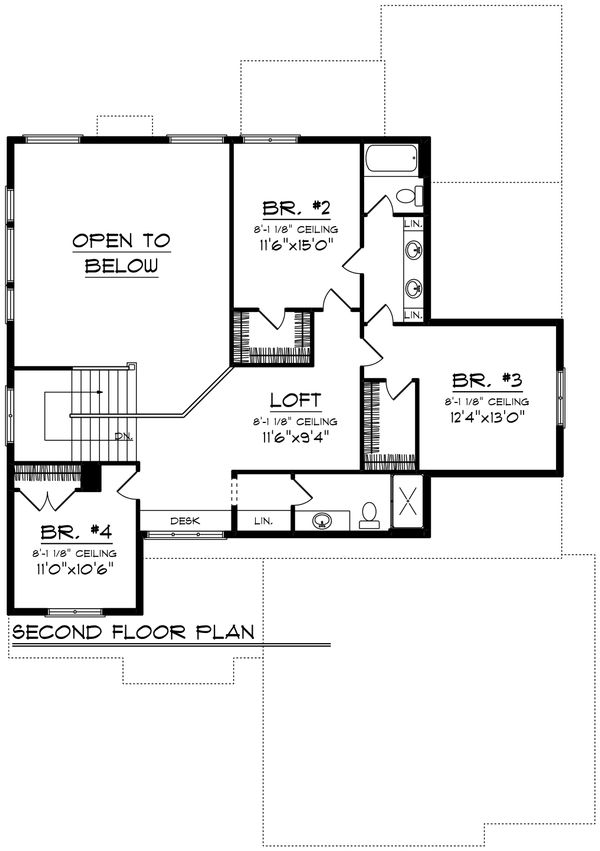 Modern Floor Plan - Upper Floor Plan #70-1429