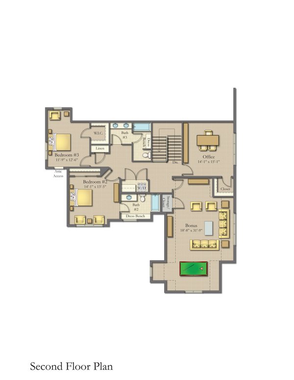 Dream House Plan - Farmhouse Floor Plan - Upper Floor Plan #1057-38