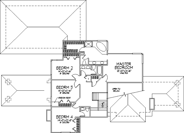 Architectural House Design - Traditional Floor Plan - Upper Floor Plan #320-341
