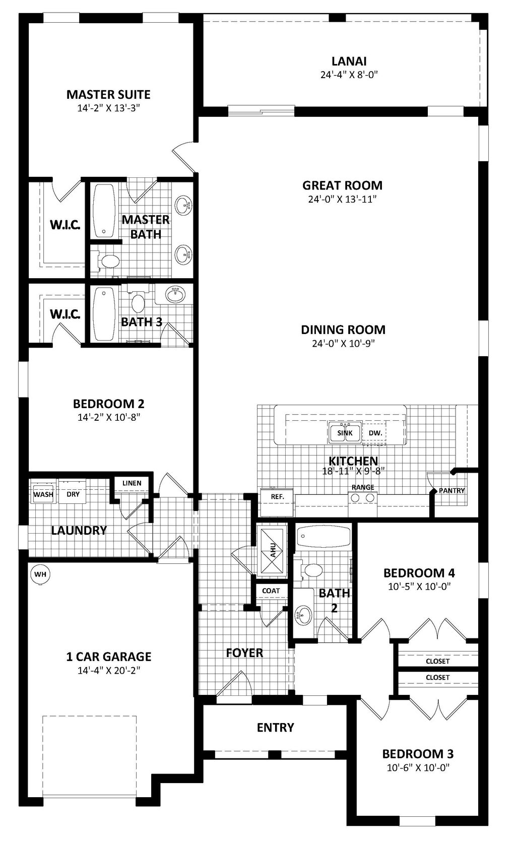 Traditional Style House Plan - 4 Beds 3 Baths 2106 Sq/Ft Plan #1058-255 ...