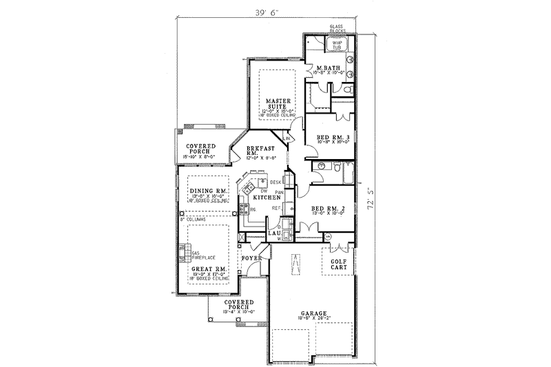House Plan Design - Floor Plan - Main Floor for Traditional House Plan #17-191 - 3 bed, 2 bath