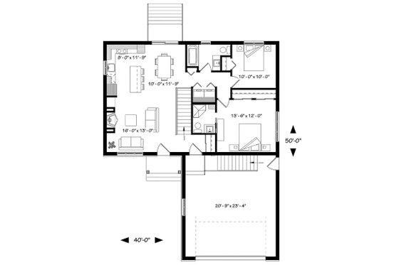 Floor Plan - Main Floor for Country House Plan #23-2697 - 2 bed, 2 bath