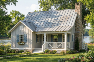 Exterior - Front Elevation 3 for Farmhouse House Plan #17-2020 - 2 bed, 2 bath