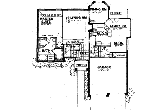 Floor Plan - Main Floor for European House Plan #40-304 - 3 bed, 2.5 bath