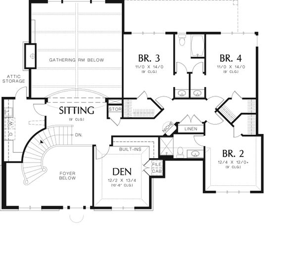 House Blueprint - European Floor Plan - Upper Floor Plan #48-618