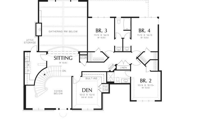 Home Plan - Floor Plan - Upper Floor for European House Plan #48-618 - 4 bed, 3.5 bath