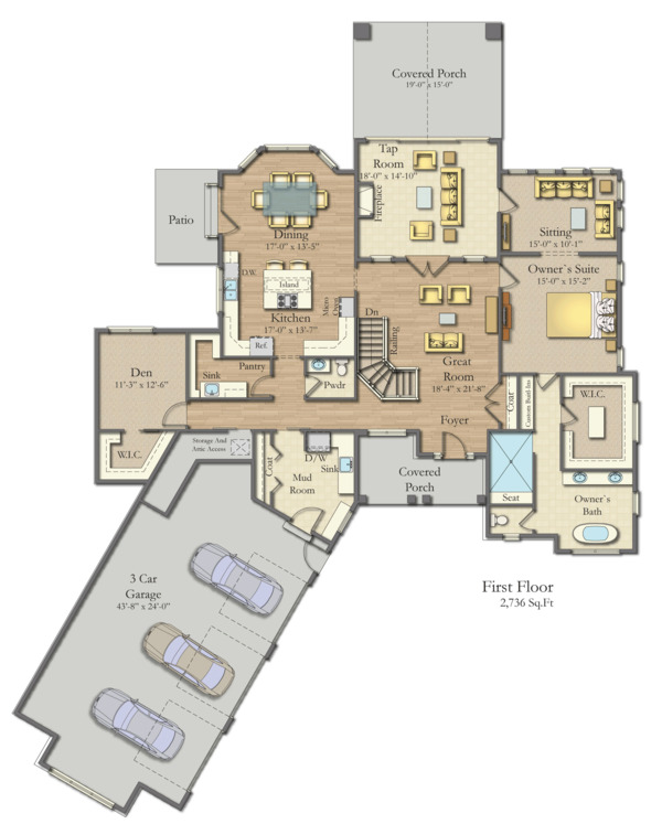 Dream House Plan - Craftsman Floor Plan - Main Floor Plan #1057-17