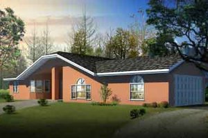 Ranch Exterior - Front Elevation Plan #1-1281