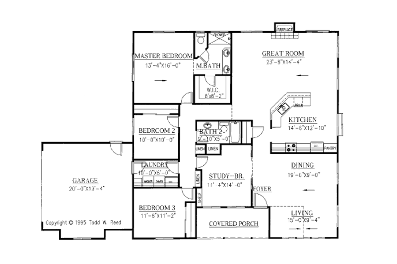 Dream House Plan - Floor Plan - Main Floor for Ranch House Plan #437-23 - 3 bed, 2 bath