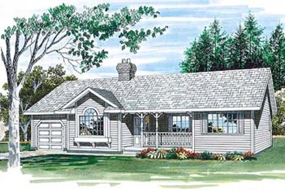 Exterior - Front Elevation for Ranch House Plan #47-233 - 3 bed, 2 bath
