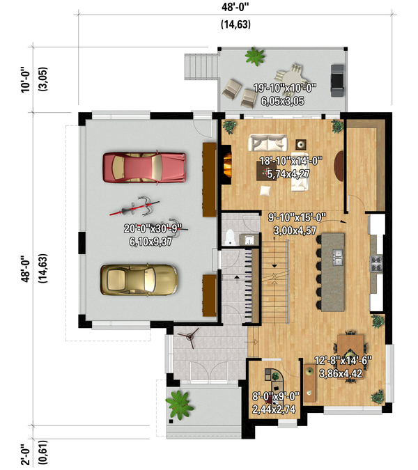 Architectural House Design - Contemporary Floor Plan - Main Floor Plan #25-5028