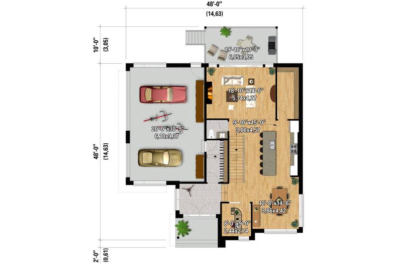 Architectural House Design - Floor Plan - Main Floor for Contemporary House Plan #25-5028 - 4 bed, 2.5 bath