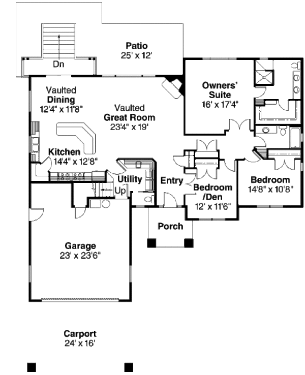 House Plan Design - Mediterranean Floor Plan - Main Floor Plan #124-649