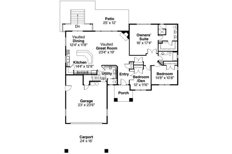 Mediterranean Style House Plan - 3 Beds 2.5 Baths 2058 Sq/Ft Plan #124 ...