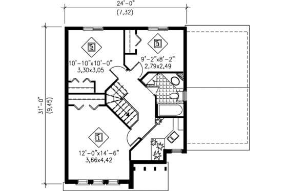 Floor Plan - Upper Floor House Plan #25-4235 - 3 bed, 1.5 bath