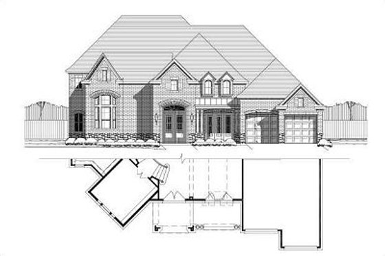 Exterior - Front Elevation for European House Plan #411-812 - 5 bed, 3.5 bath