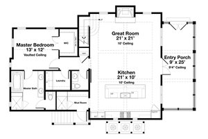 Floor Plan - Main Floor for Beach House Plan #443-20 - 3 bed, 2.5 bath