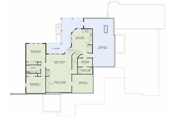 Floor Plan - Lower Floor for Traditional House Plan #17-1027 - 5 bed, 4.5 bath