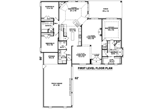 Floor Plan - Main Floor for European House Plan #81-1248 - 4 bed, 3.5 bath