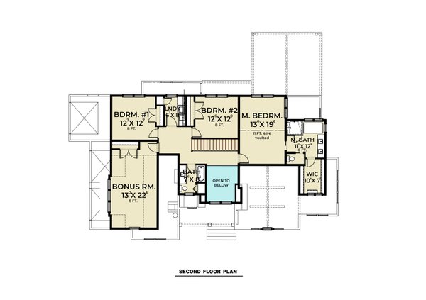 House Blueprint - Farmhouse Floor Plan - Upper Floor Plan #1070-92