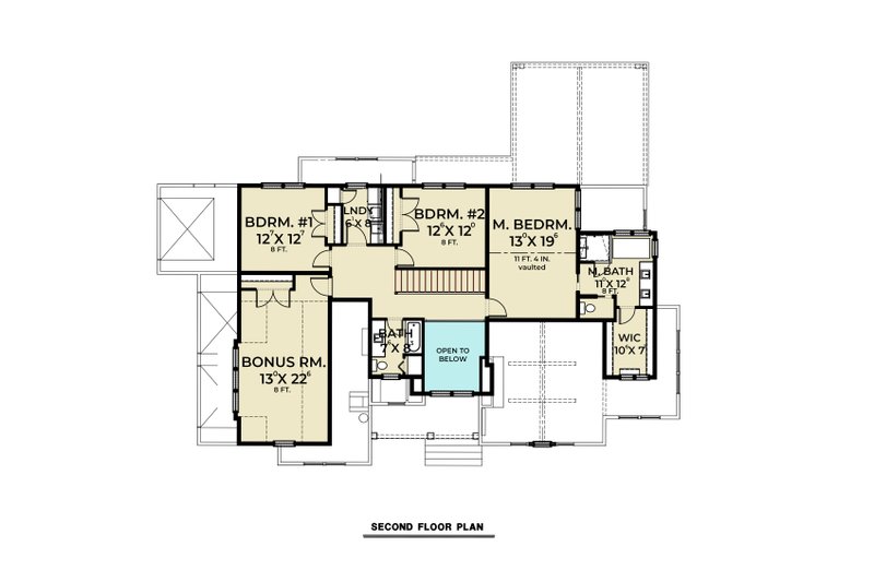 House Design - Floor Plan - Upper Floor for Farmhouse House Plan #1070-92 - 3 bed, 3 bath