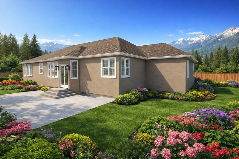 House Blueprint - Exterior - Rear Elevation 1 for Ranch House Plan #1060-439 - 3 bed, 2.5 bath