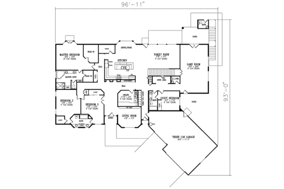 Floor Plan - Main Floor for Adobe / Southwestern House Plan #1-926 - 6 bed, 5.5 bath