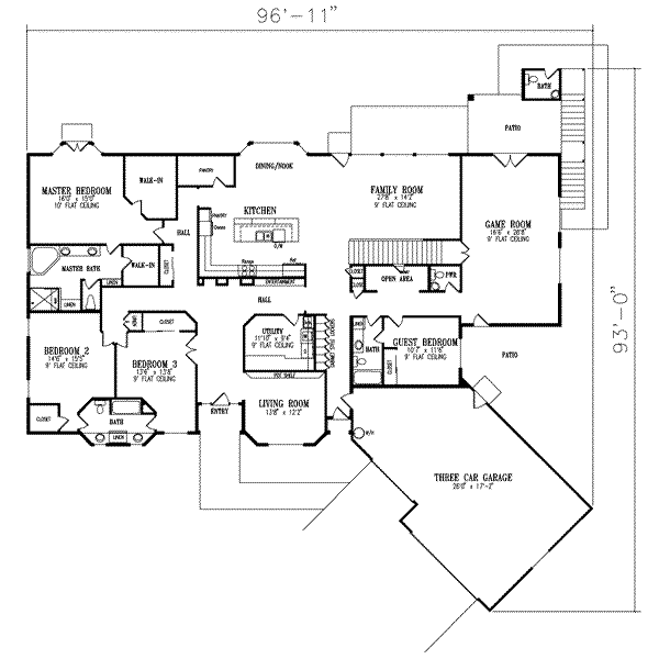 Adobe / Southwestern Floor Plan - Main Floor Plan #1-926
