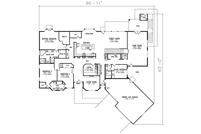 House Blueprint - Floor Plan - Main Floor for Adobe / Southwestern House Plan #1-926 - 6 bed, 5.5 bath