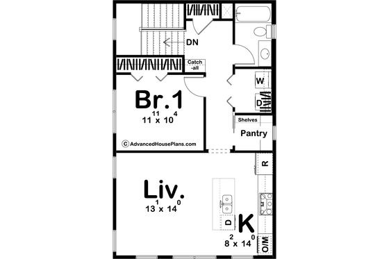 Floor Plan - Upper Floor for Modern House Plan #455-285 - 1 bed, 1 bath
