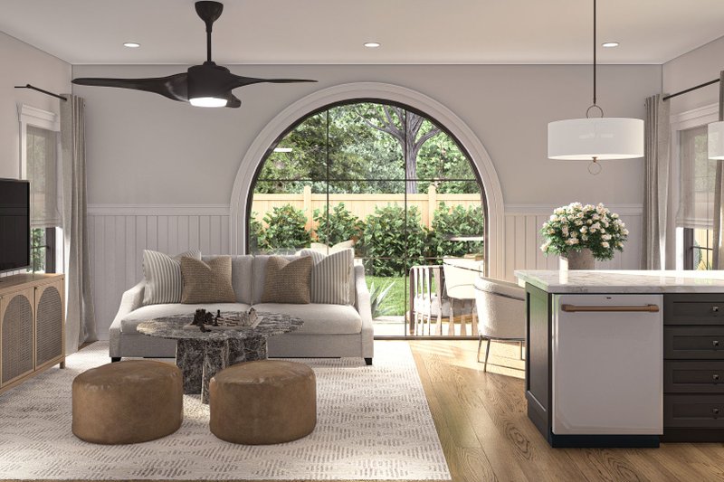 House Blueprint - Interior - Family Room 1 for Modern House Plan #455-447 - 2 bed, 1 bath