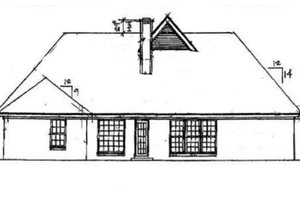 Exterior - Rear Elevation for Traditional House Plan #34-106 - 3 bed, 2 bath