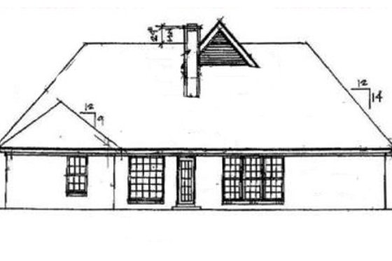 Exterior - Rear Elevation for Traditional House Plan #34-106 - 3 bed, 2 bath