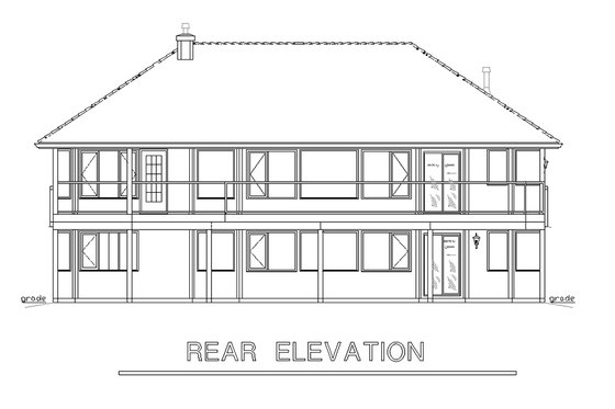 Exterior - Rear Elevation for Traditional House Plan #18-1019 - 2 bed, 2.5 bath